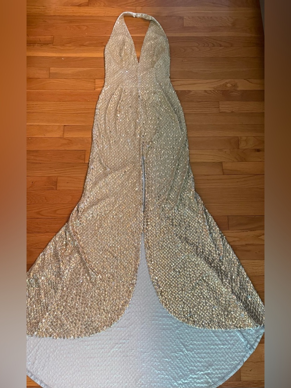 Jovani Sequin Gown, vintage, glamorous XS  Hollywood Halter flaws* - Picture 3 of 17